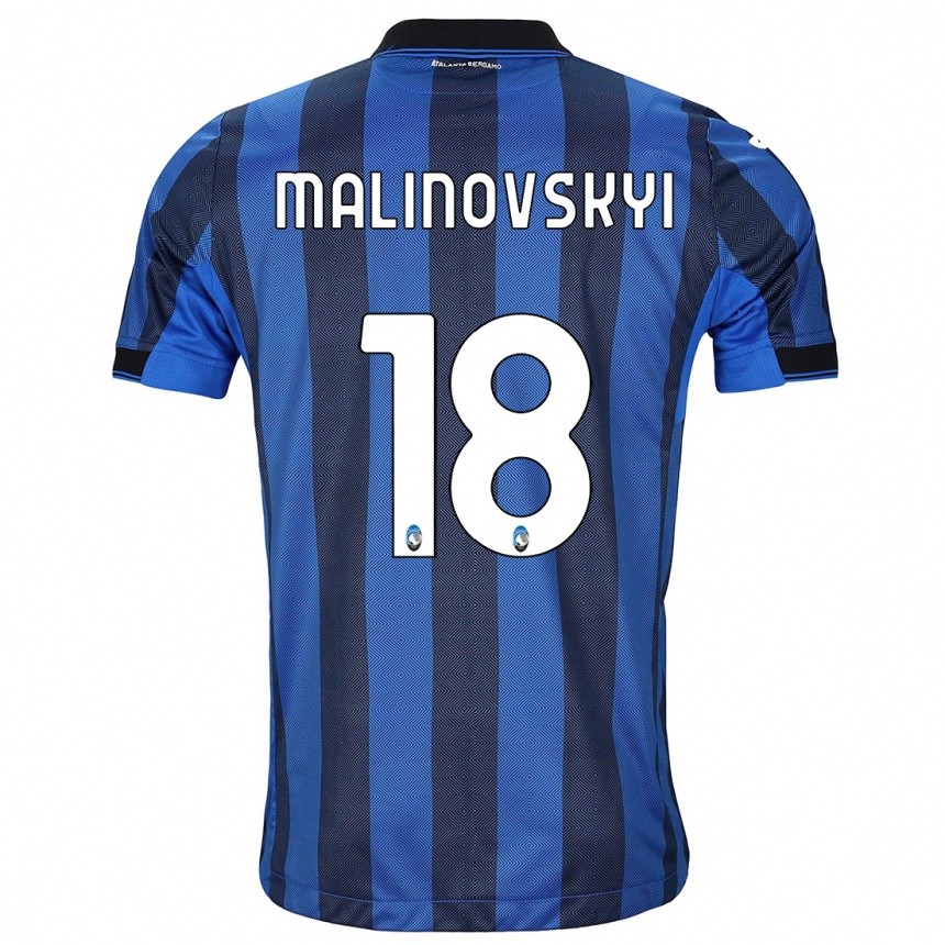 メンズフットボールルスラン・マリノフスキー#18ブラックブルーホームシャツ2023/24ジャージーユニフォーム