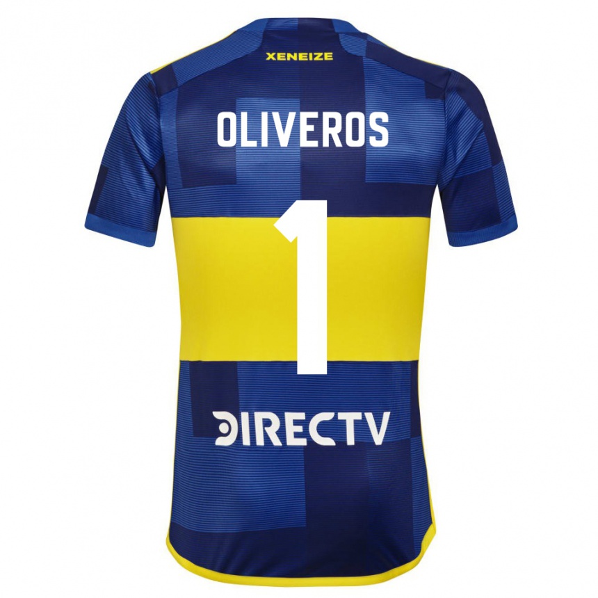 メンズフットボールローリナ・オリベロス#1濃い青 黄色ホームシャツ2023/24ジャージーユニフォーム