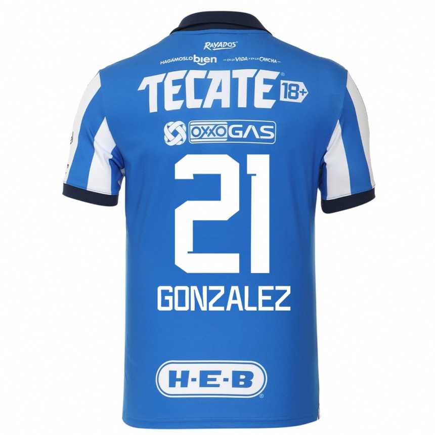 メンズフットボールアルトゥーロ・ゴンサレス#21ブルーホワイトホームシャツ2023/24ジャージーユニフォーム