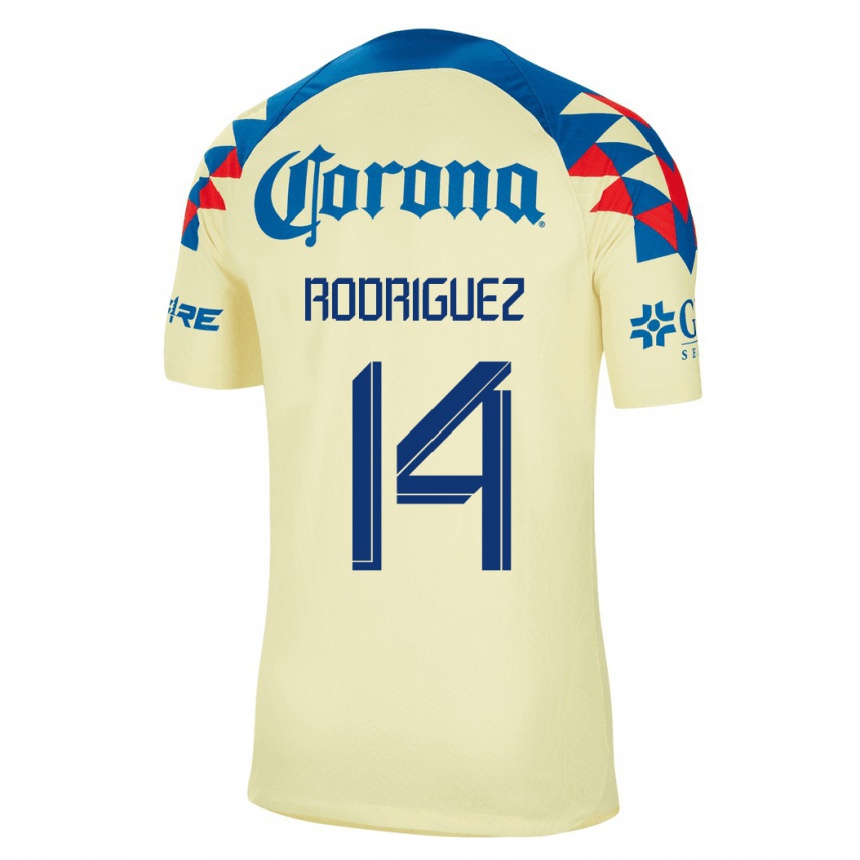 メンズフットボールモニカ・ロドリゲス#14黄色ホームシャツ2023/24ジャージーユニフォーム