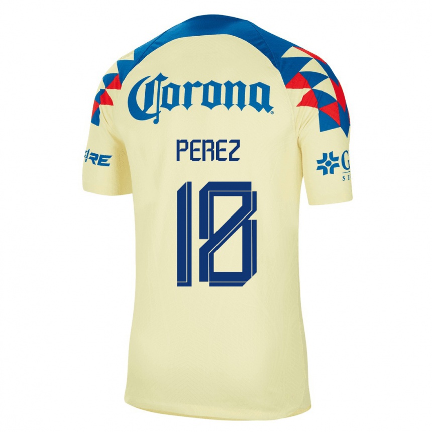 メンズフットボールアマンダ・ペレス#18黄色ホームシャツ2023/24ジャージーユニフォーム