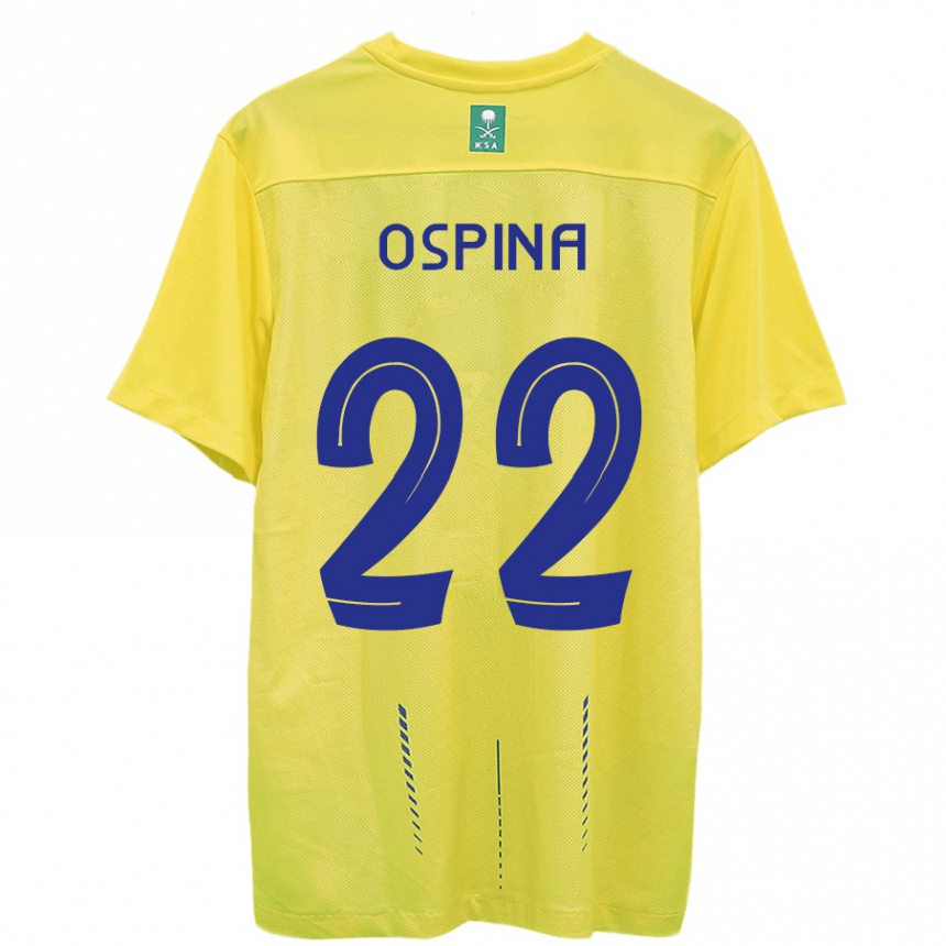 メンズフットボールダビド・オスピナ#22黄色ホームシャツ2023/24ジャージーユニフォーム