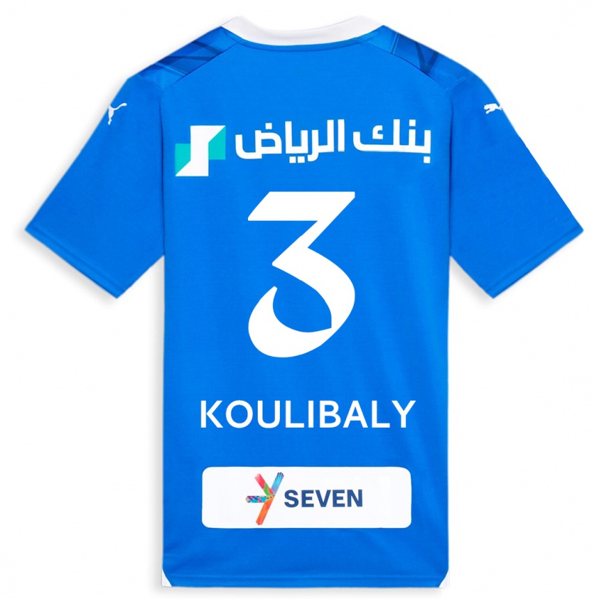 メンズフットボールカリドゥ・クリバリ#3青ホームシャツ2023/24ジャージーユニフォーム