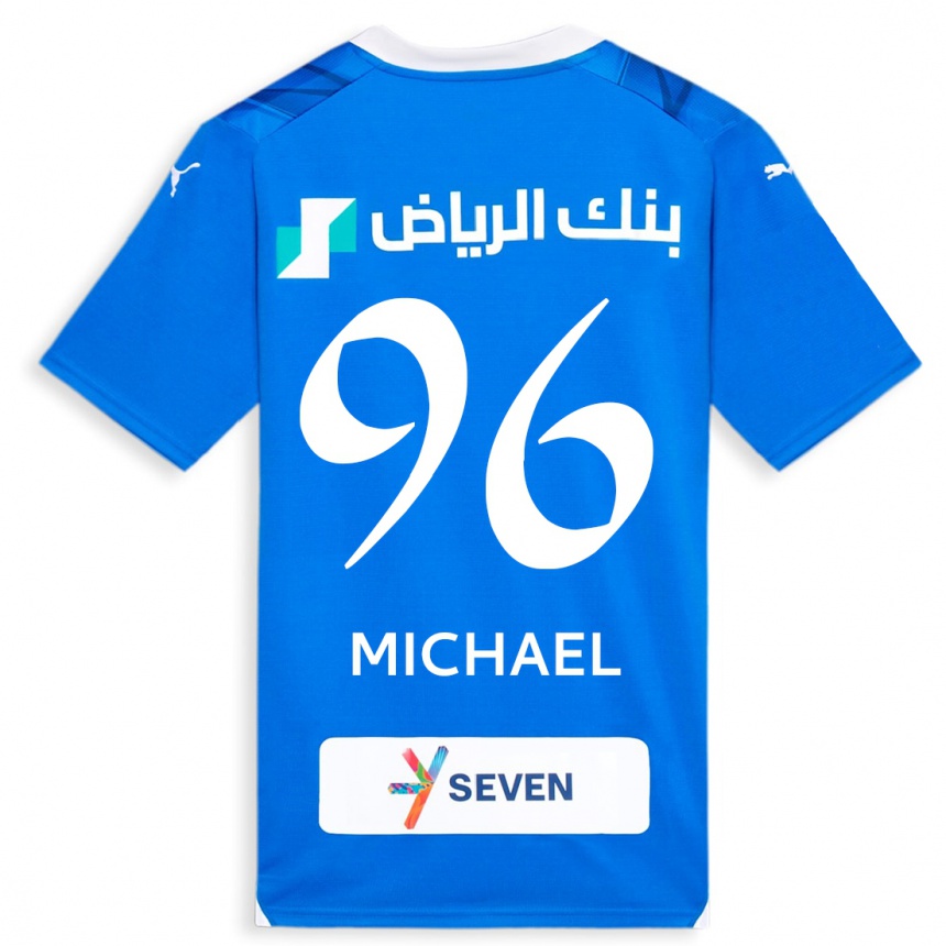 メンズフットボールマイケル・オケケ#96青ホームシャツ2023/24ジャージーユニフォーム