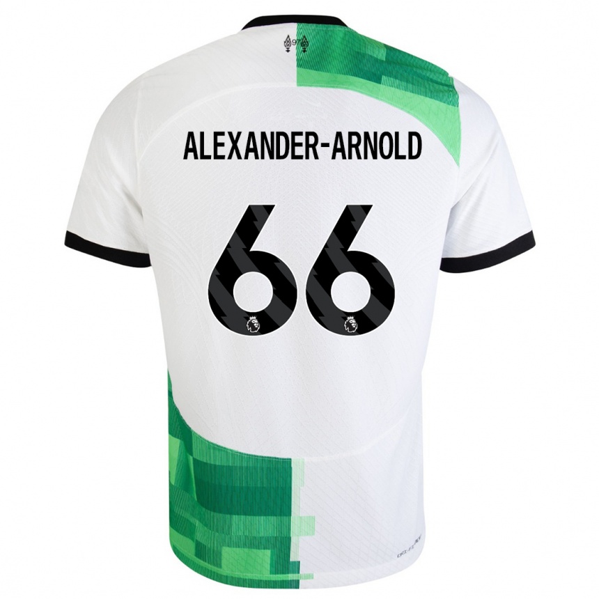 メンズフットボールトレント・アレクサンダー＝アーノルド#66ホワイトグリーンアウェイシャツ2023/24ジャージーユニフォーム