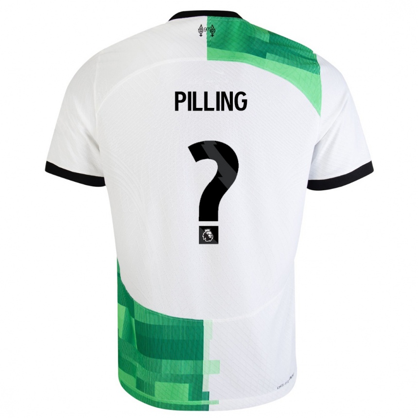 メンズフットボールトミー・ピリング#0ホワイトグリーンアウェイシャツ2023/24ジャージーユニフォーム