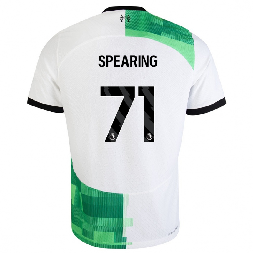 メンズフットボールジェイ・スピーリング#71ホワイトグリーンアウェイシャツ2023/24ジャージーユニフォーム