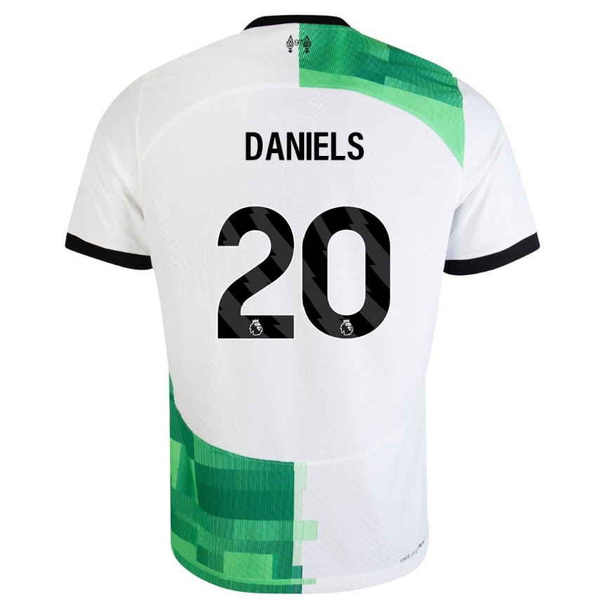 メンズフットボールヤナ・ダニエルズ#20ホワイトグリーンアウェイシャツ2023/24ジャージーユニフォーム