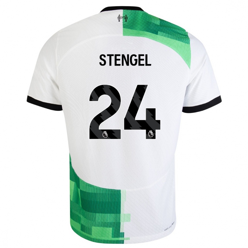 メンズフットボールケイティ・ステンゲル#24ホワイトグリーンアウェイシャツ2023/24ジャージーユニフォーム