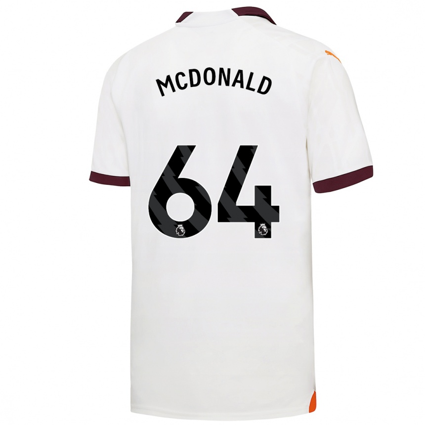メンズフットボールローワン・マクドナルド#64白アウェイシャツ2023/24ジャージーユニフォーム