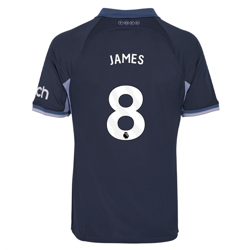 メンズフットボールアンガラッド・ジェームズ#8濃紺アウェイシャツ2023/24ジャージーユニフォーム