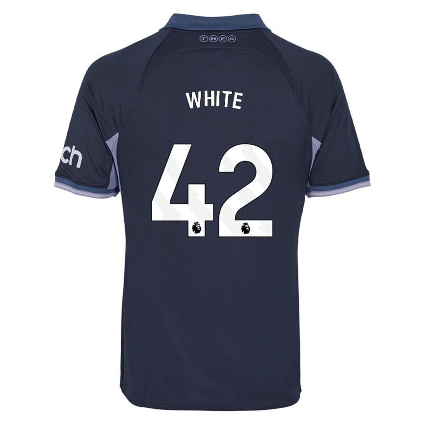 メンズフットボールハーヴェイ・ホワイト#42濃紺アウェイシャツ2023/24ジャージーユニフォーム