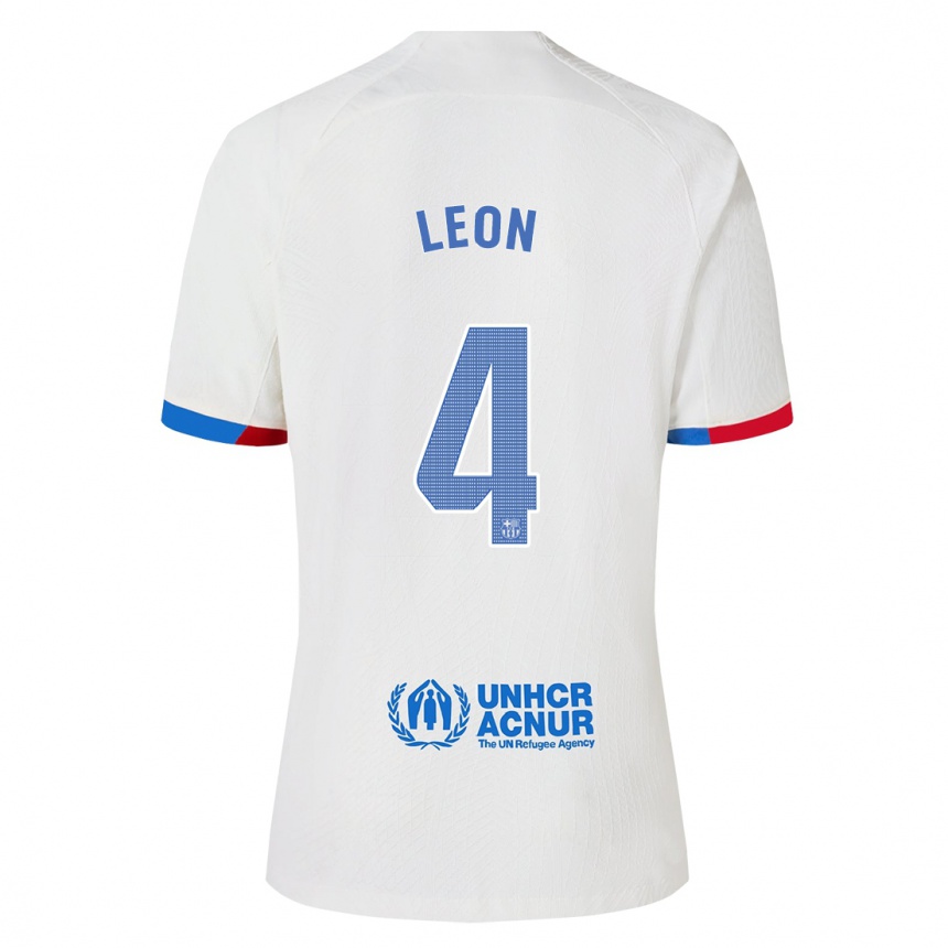 メンズフットボールマリア・ピラール・レオン#4白アウェイシャツ2023/24ジャージーユニフォーム