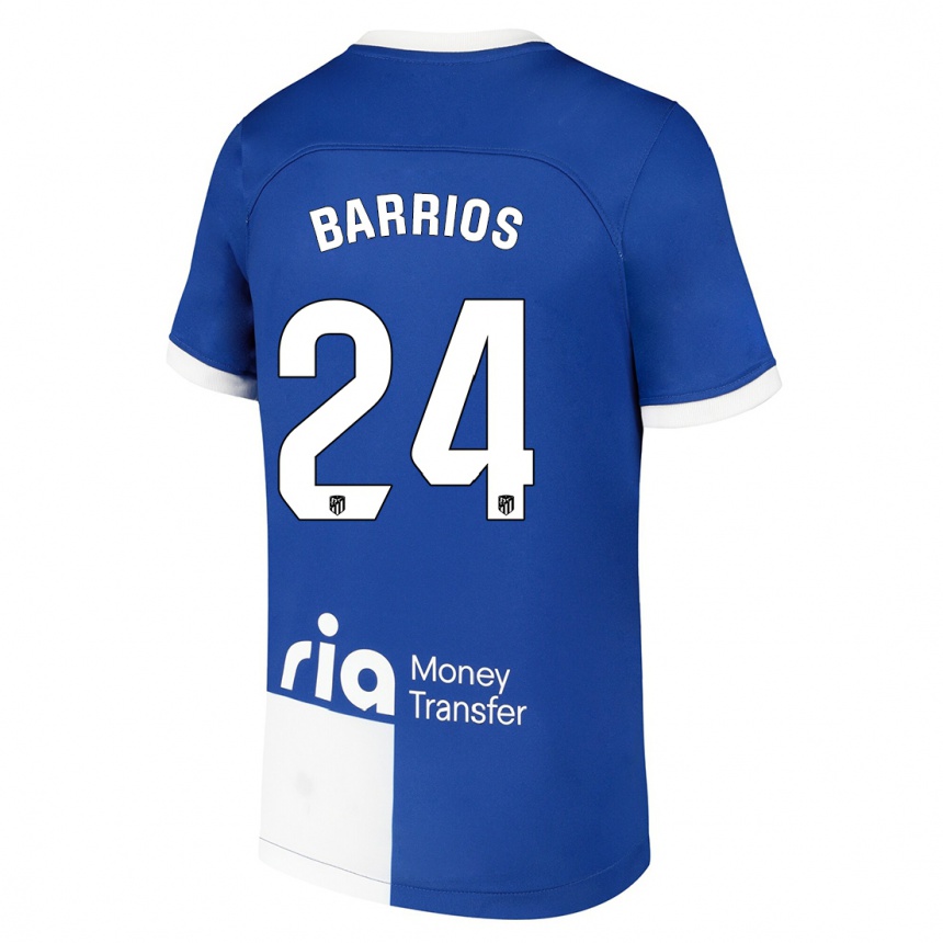 メンズフットボールパブロ・バリオス#24ブルーホワイトアウェイシャツ2023/24ジャージーユニフォーム