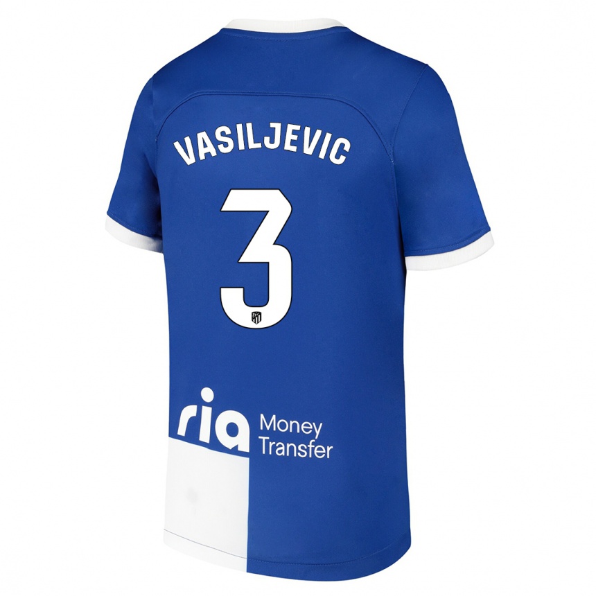 メンズフットボールイヴァン・ヴァシリェヴィッチ#3ブルーホワイトアウェイシャツ2023/24ジャージーユニフォーム