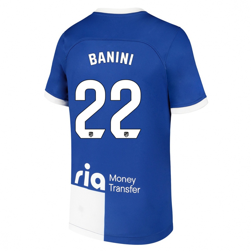 メンズフットボールエステファニア・バニーニ#22ブルーホワイトアウェイシャツ2023/24ジャージーユニフォーム