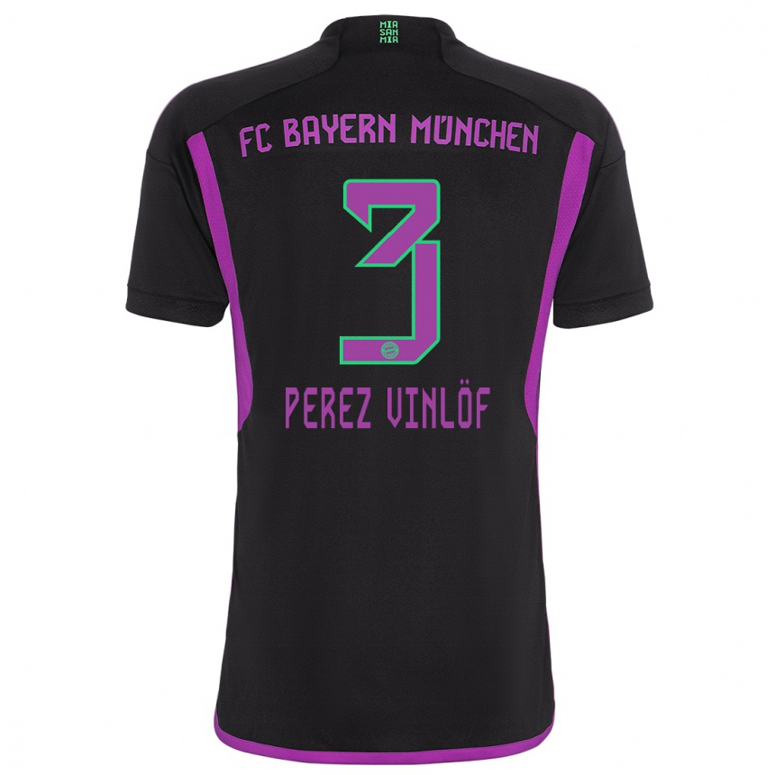 メンズフットボールマテオ・ペレス・ヴィンロフ#3黒アウェイシャツ2023/24ジャージーユニフォーム