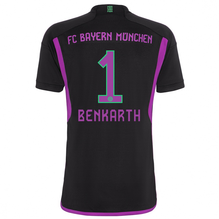 メンズフットボールラウラ・ベンカルト#1黒アウェイシャツ2023/24ジャージーユニフォーム