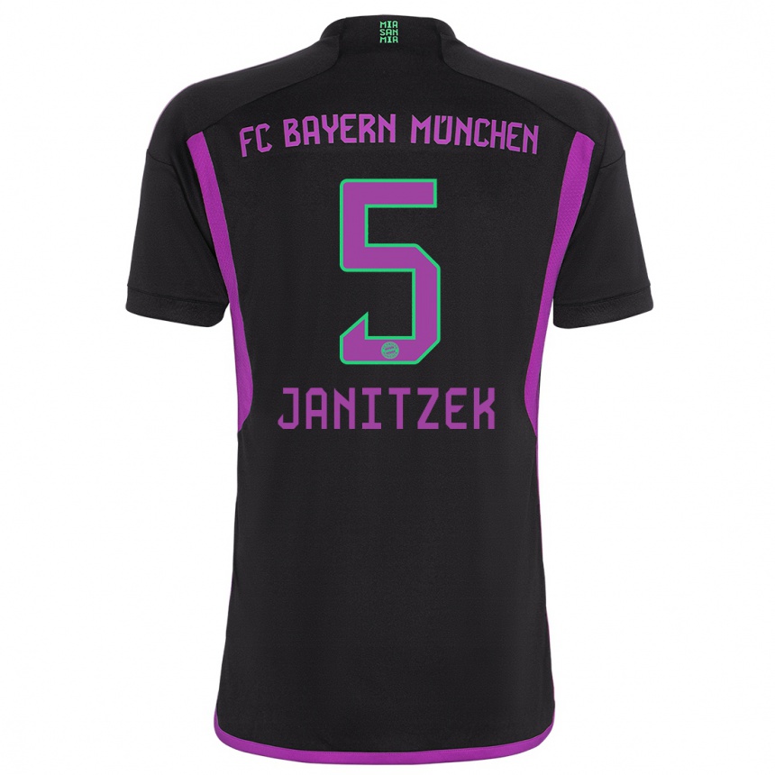 メンズフットボールジャスティン・ヤニツェク#5黒アウェイシャツ2023/24ジャージーユニフォーム