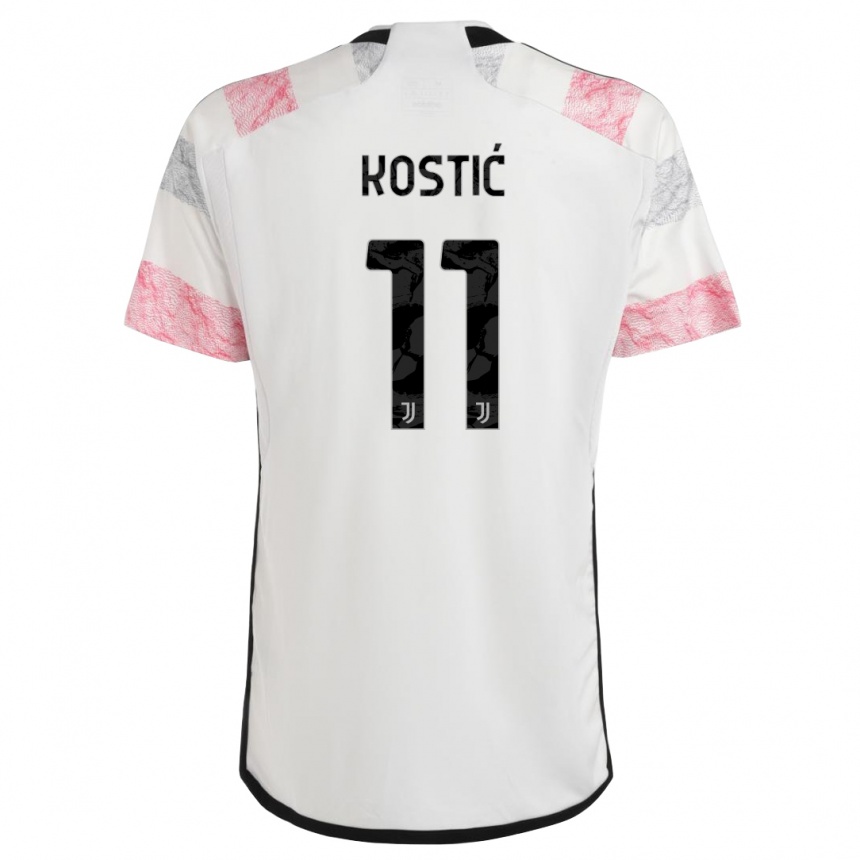 メンズフットボールフィリップ・コスティッチ#11ホワイトピンクアウェイシャツ2023/24ジャージーユニフォーム