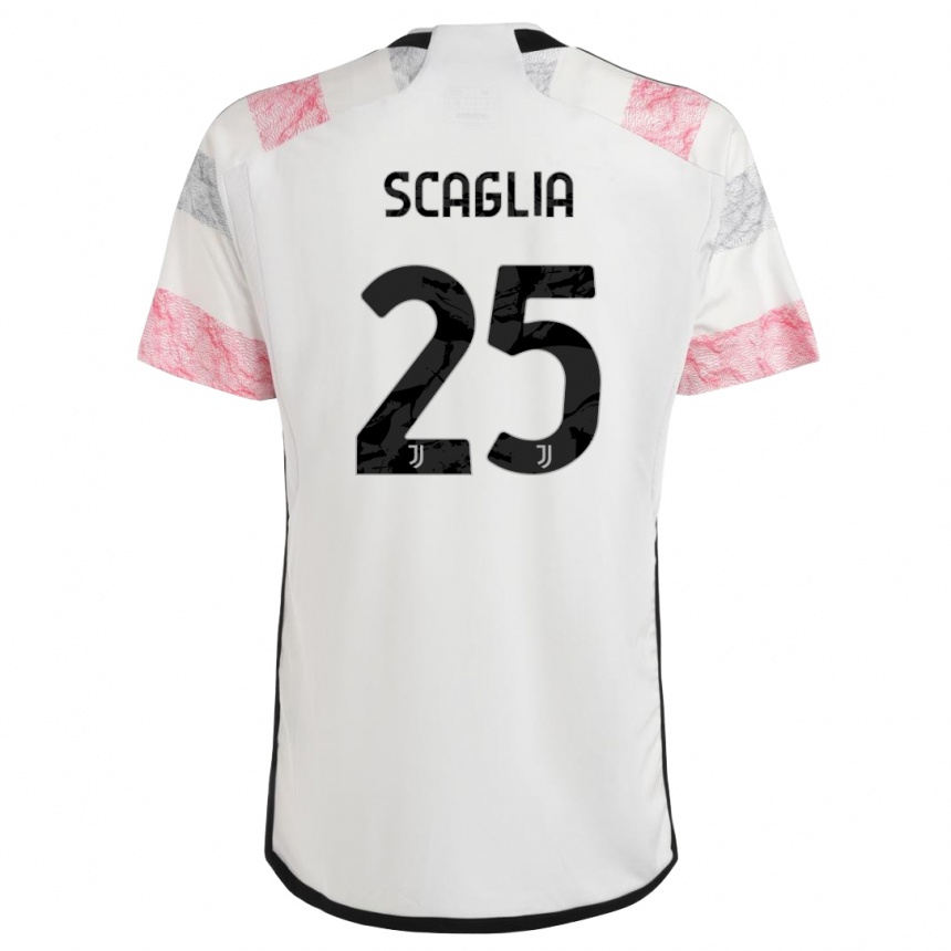 メンズフットボールシモン・スカーリャ#25ホワイトピンクアウェイシャツ2023/24ジャージーユニフォーム