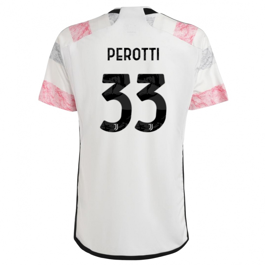 メンズフットボールクレモント・ペロッティ#33ホワイトピンクアウェイシャツ2023/24ジャージーユニフォーム