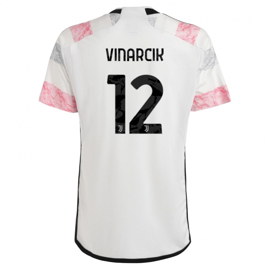 メンズフットボールヤクブ・ヴィナルチク#12ホワイトピンクアウェイシャツ2023/24ジャージーユニフォーム