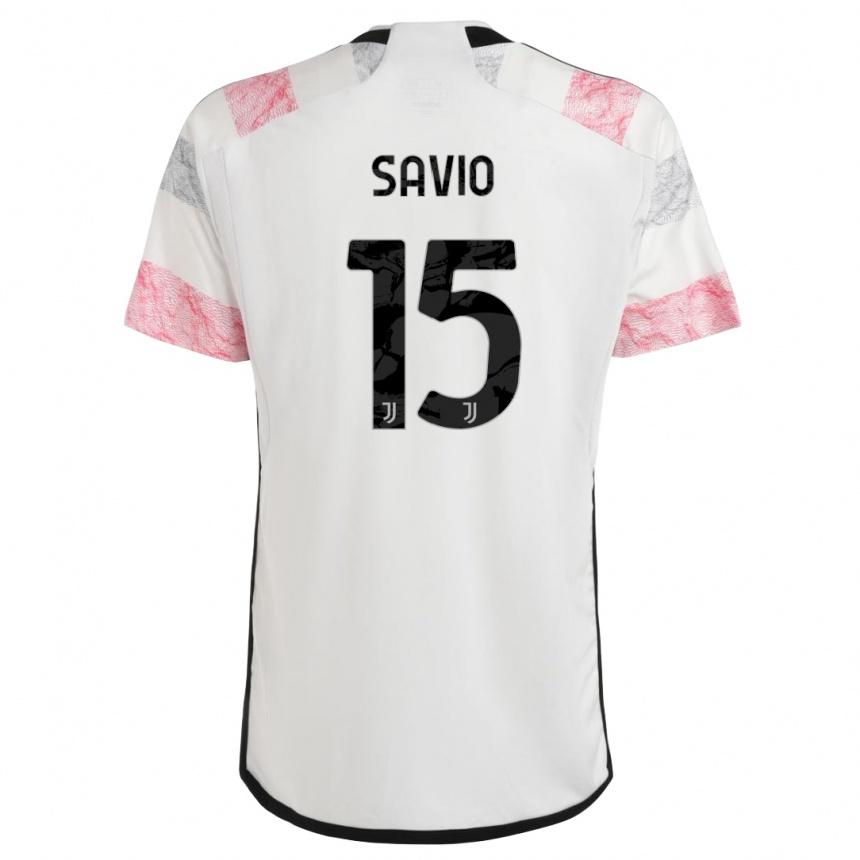 メンズフットボールフェデリコ・サビオ#15ホワイトピンクアウェイシャツ2023/24ジャージーユニフォーム