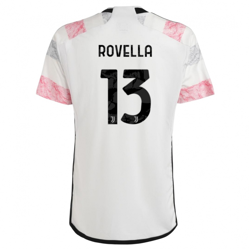 メンズフットボールニコロ・ロヴェッラ#13ホワイトピンクアウェイシャツ2023/24ジャージーユニフォーム
