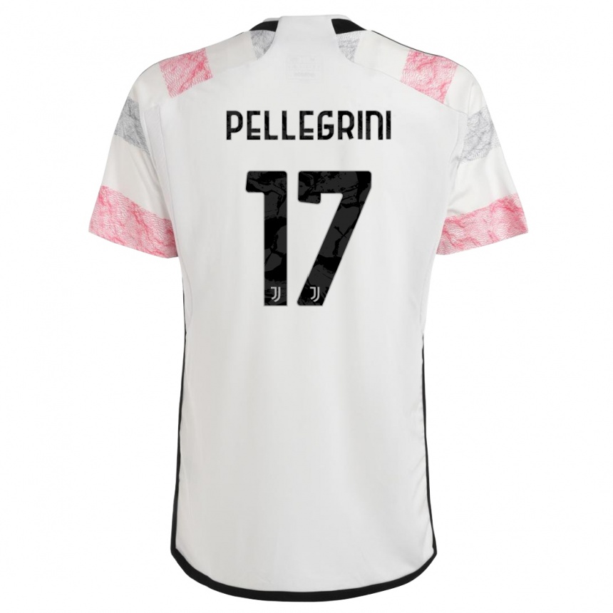 メンズフットボールルカ・ペッレグリーニ#17ホワイトピンクアウェイシャツ2023/24ジャージーユニフォーム