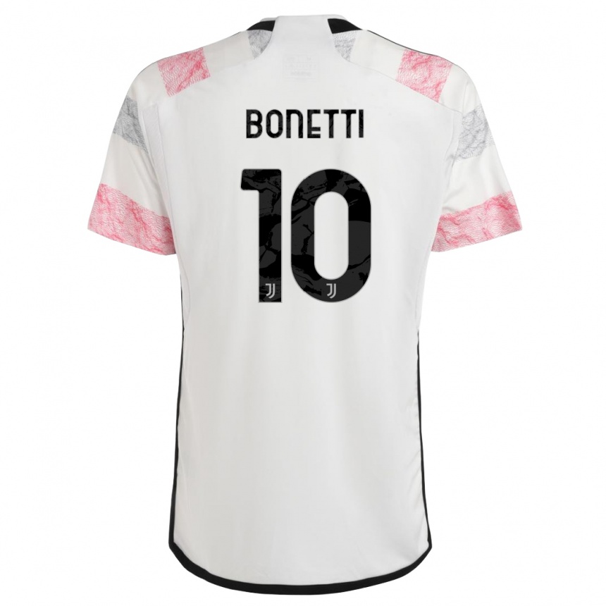 メンズフットボールアンドレア・ボネッティ#10ホワイトピンクアウェイシャツ2023/24ジャージーユニフォーム