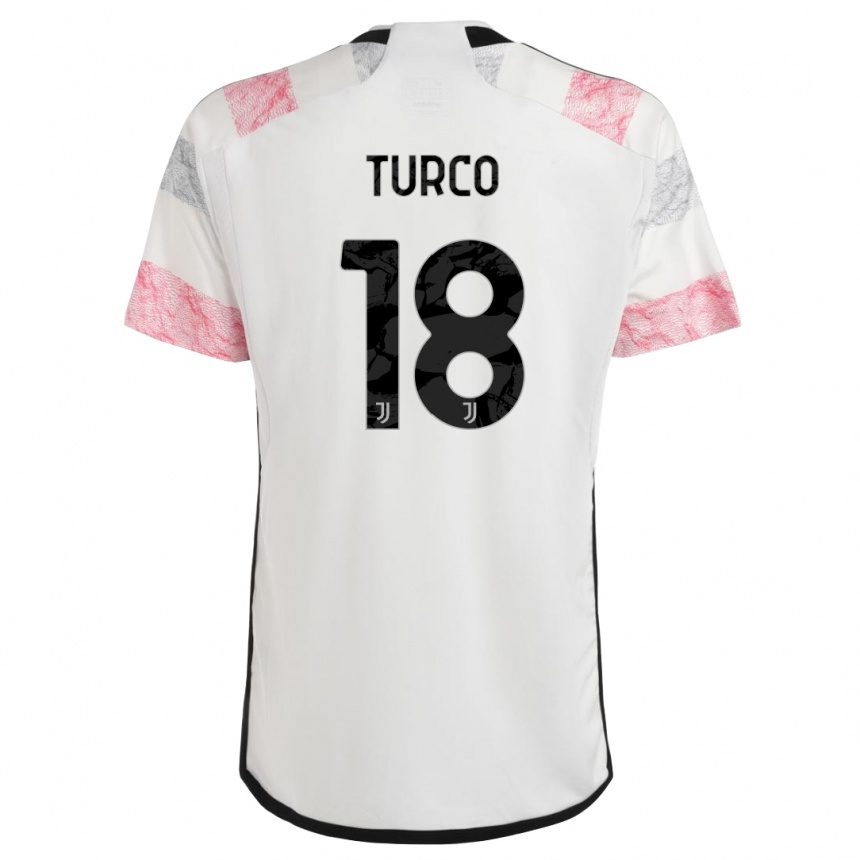 メンズフットボールニコロ・トゥルコ#18ホワイトピンクアウェイシャツ2023/24ジャージーユニフォーム