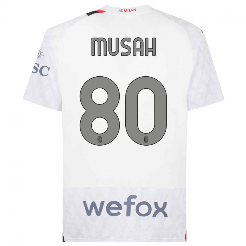 メンズフットボールユヌス・ムサ#80白アウェイシャツ2023/24ジャージーユニフォーム