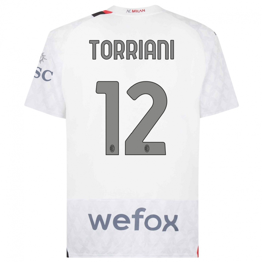 メンズフットボールロレンツォ・トリアーニ#12白アウェイシャツ2023/24ジャージーユニフォーム