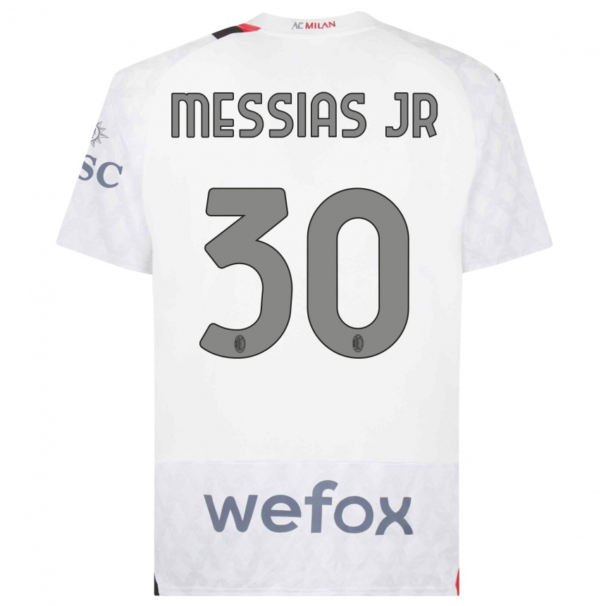 メンズフットボールジュニオール・ウォルター・メシアス#30白アウェイシャツ2023/24ジャージーユニフォーム