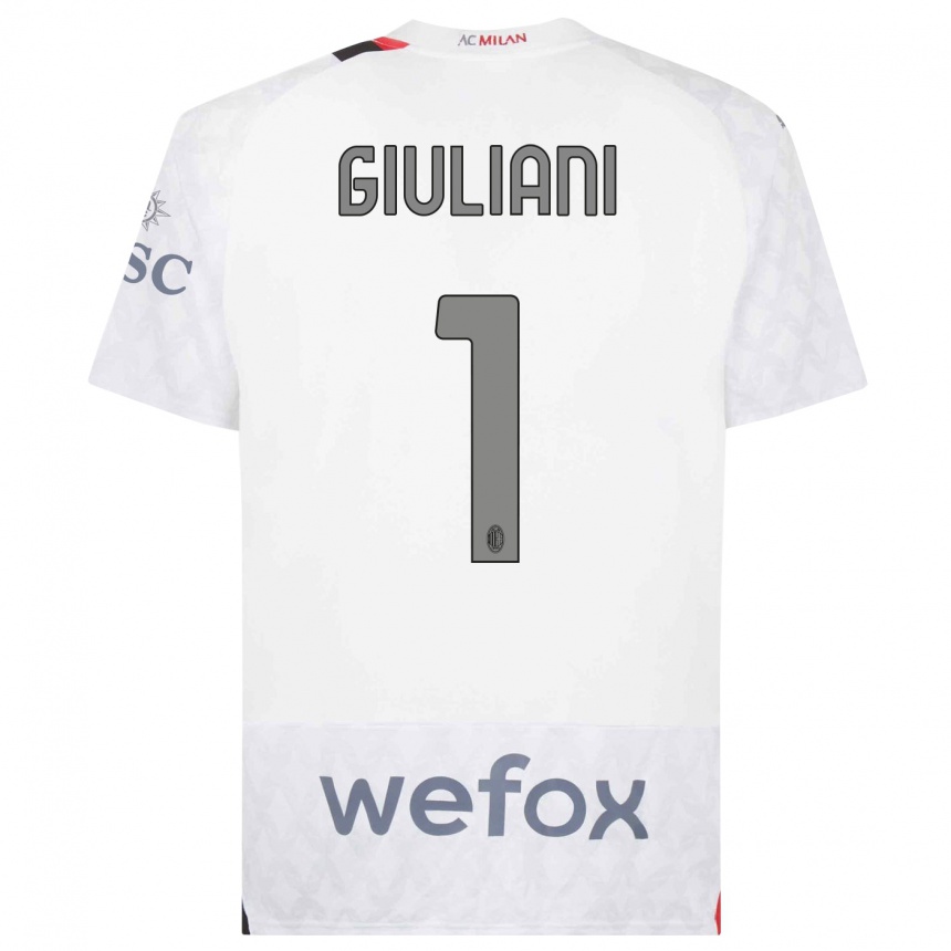 メンズフットボールラウラ・ジュリアーニ#1白アウェイシャツ2023/24ジャージーユニフォーム