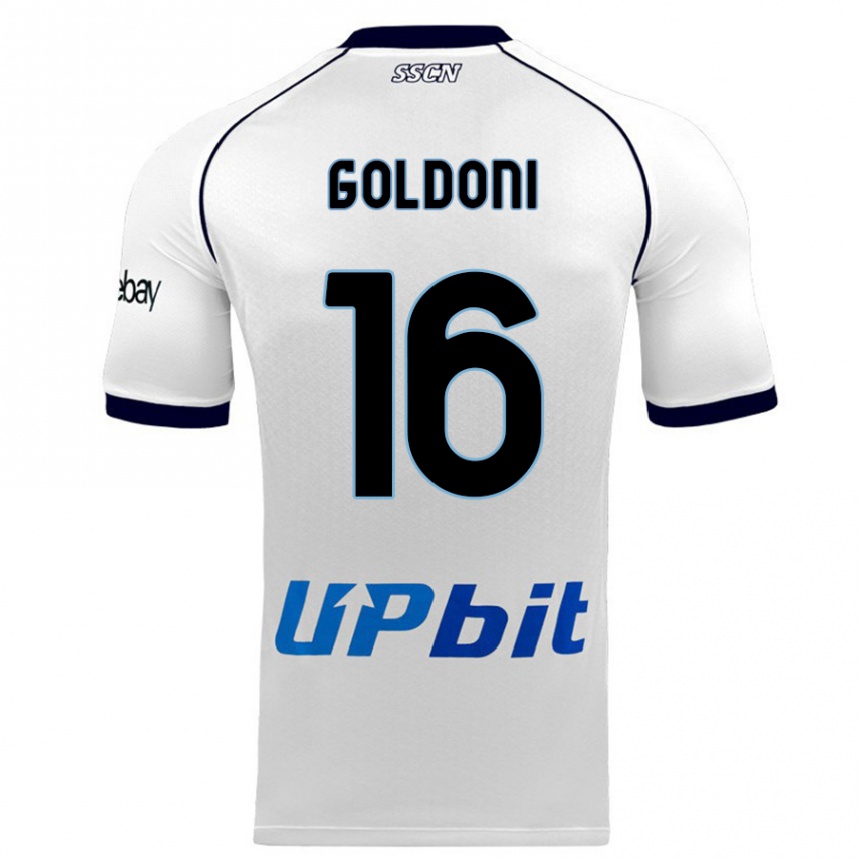 メンズフットボールエレオノーラ・ゴルドーニ#16白アウェイシャツ2023/24ジャージーユニフォーム