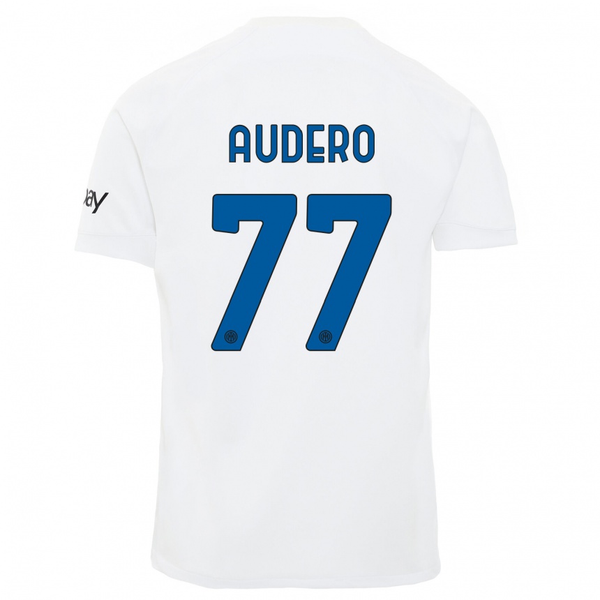 メンズフットボールエミル・アウデロ#77白アウェイシャツ2023/24ジャージーユニフォーム