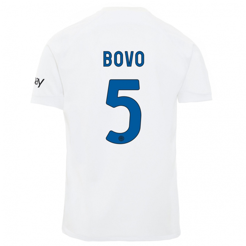 メンズフットボールレオナルド・ボボ#5白アウェイシャツ2023/24ジャージーユニフォーム