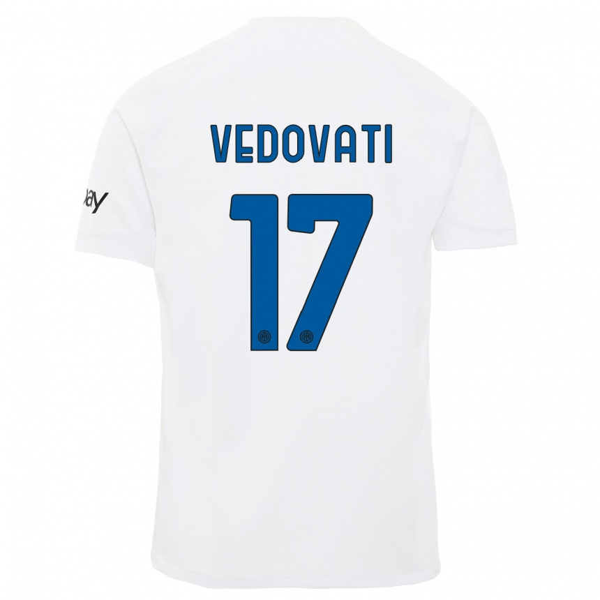 メンズフットボールガブリエレ・ベドヴァティ#17白アウェイシャツ2023/24ジャージーユニフォーム