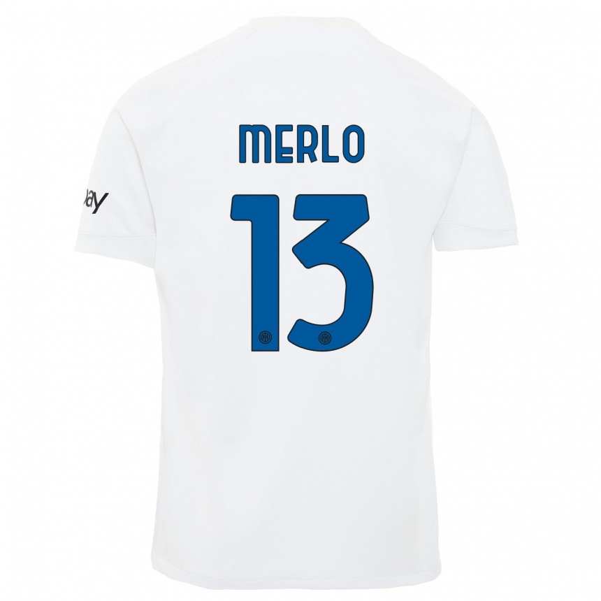 メンズフットボールベアトリーチェ・メルロ#13白アウェイシャツ2023/24ジャージーユニフォーム