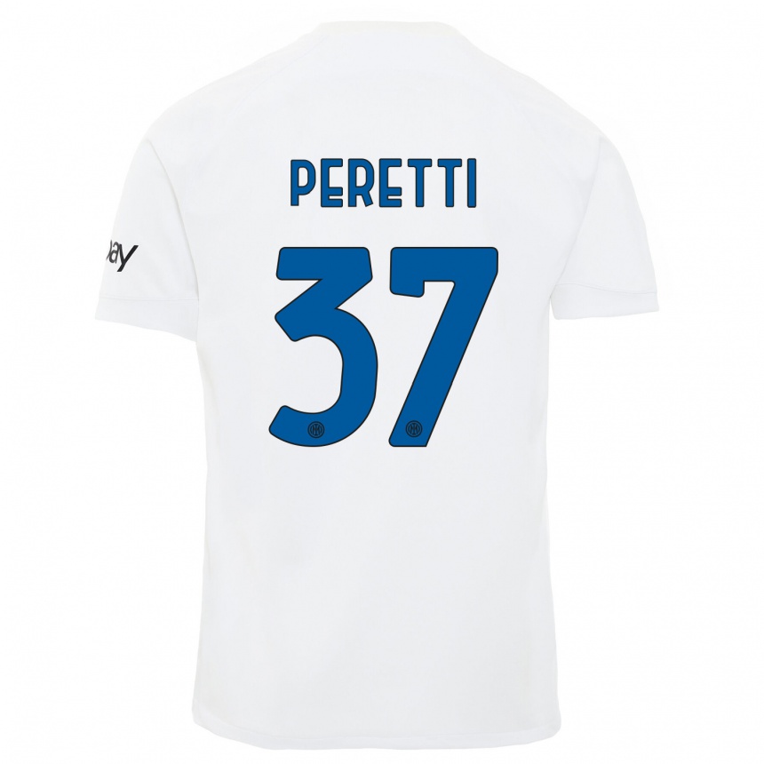 メンズフットボールロレンツォ・ペレッティ#37白アウェイシャツ2023/24ジャージーユニフォーム
