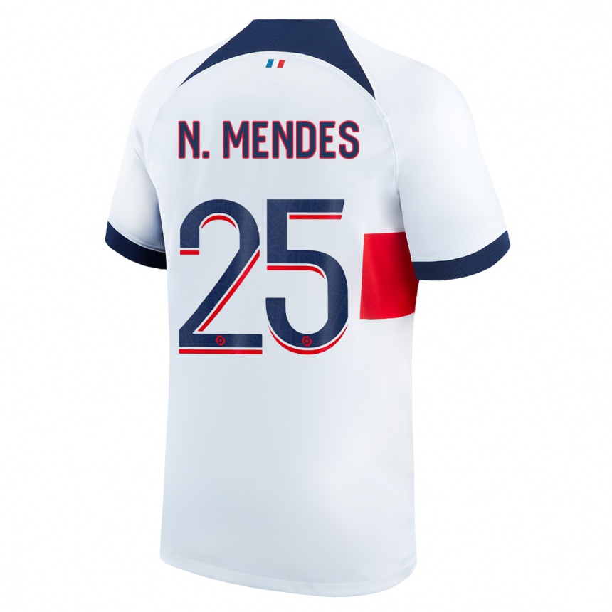 メンズフットボールヌーノ・メンデス#25白アウェイシャツ2023/24ジャージーユニフォーム