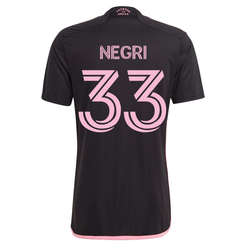 メンズフットボールフランコ・ネグリ#33黒アウェイシャツ2023/24ジャージーユニフォーム