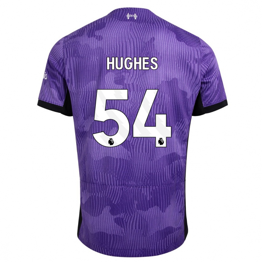 メンズフットボールリアム・ヒューズ#54紫サードユニフォームシャツ2023/24ジャージーユニフォーム