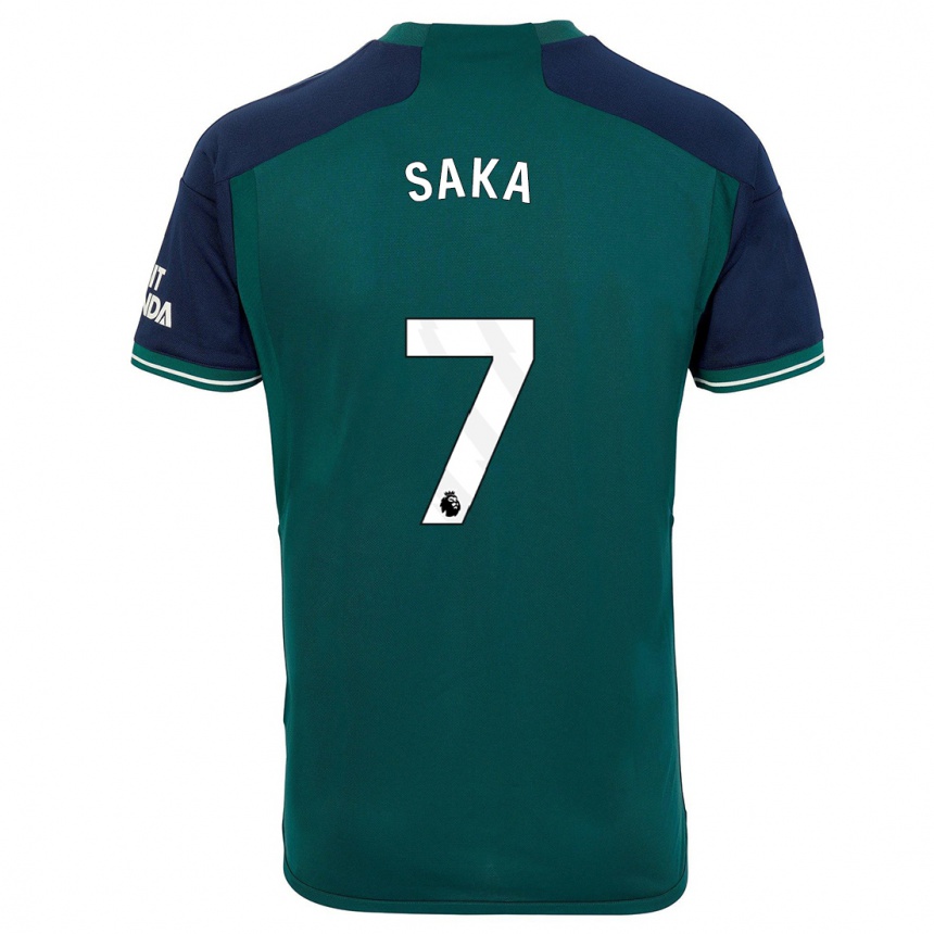 メンズフットボールブカヨ・サカ#7緑サードユニフォームシャツ2023/24ジャージーユニフォーム