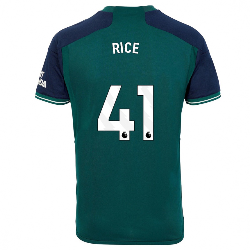 メンズフットボールデクラン・ライス#41緑サードユニフォームシャツ2023/24ジャージーユニフォーム