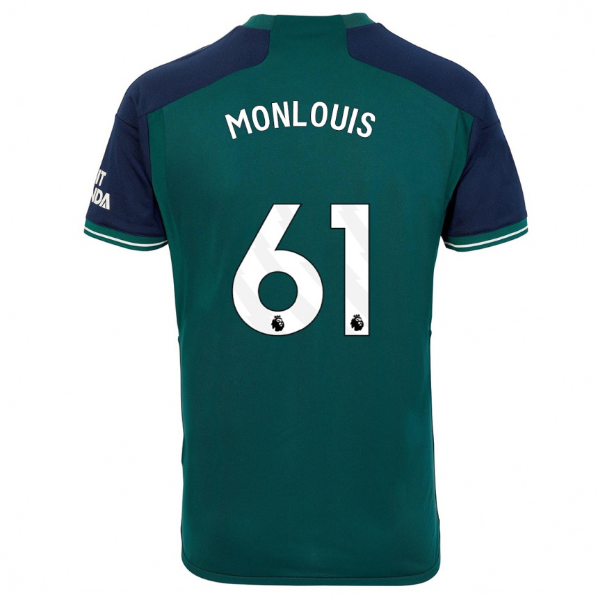 メンズフットボールゼイン・モンルイ#61緑サードユニフォームシャツ2023/24ジャージーユニフォーム