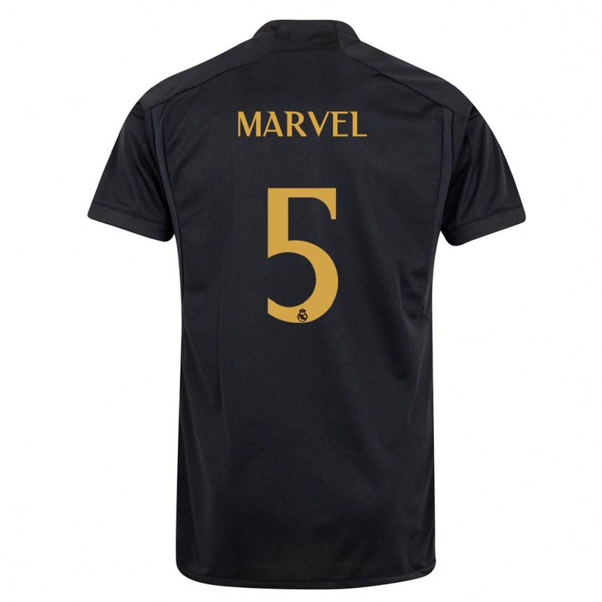 メンズフットボールマーベル・シネマティック・ユニバース#5黒サードユニフォームシャツ2023/24ジャージーユニフォーム
