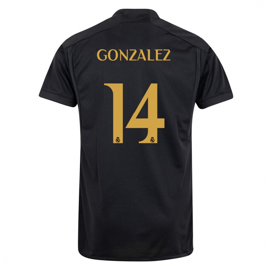 メンズフットボールデビッド・ゴンザレス#14黒サードユニフォームシャツ2023/24ジャージーユニフォーム